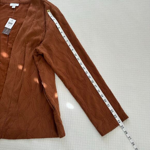 J. Jill Textured Open Front Cardigan Brown Cardamom 100% Cotton NWT US L - Picture 7 of 8